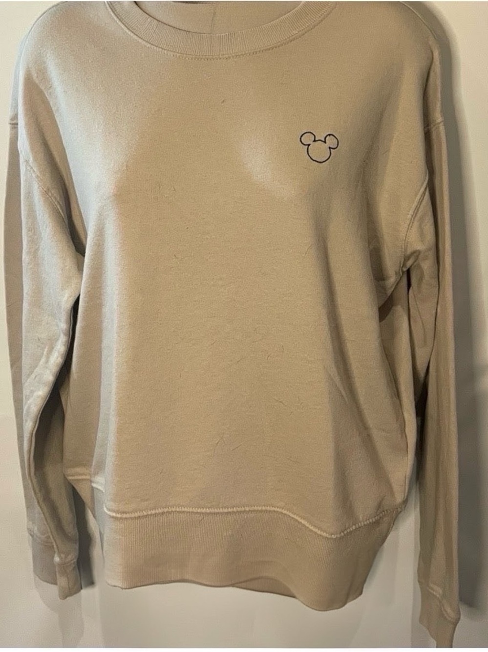 H&M Tan Boxy Long Sleeve Mickey Mouse Sweatshirt
